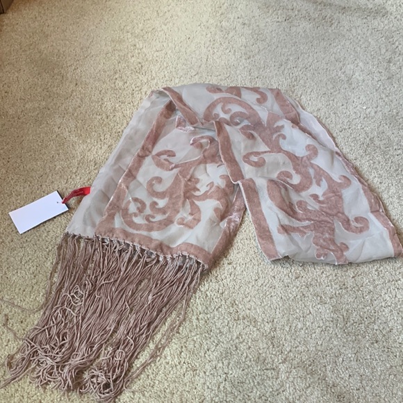 Anne Klein Accessories - Champagne sheer and velvet scarf